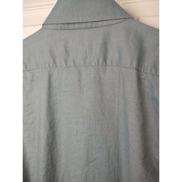 Express Men 1MX Fitted Long Sleeve Collared Button Teal Shirt. Size L - Picture 11 of 12